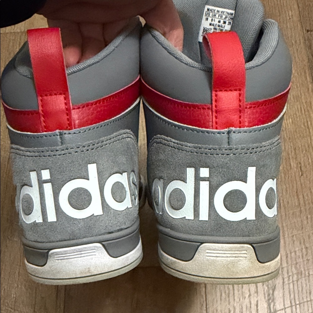 Adidas Men's Gray and Red High-Top Sneakers - Picture 4 of 6